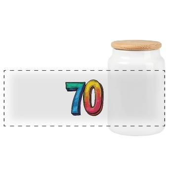 Symbole numérique 70 - Boîte à biscuits avec couvercle en bois - blanc - Devant