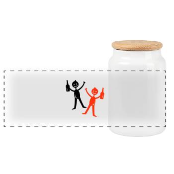 Bière buvant Figurine bâton - Boîte à biscuits avec couvercle en bois - blanc - Devant