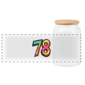 78 Number Symbol - Panoramic Cookie Jar with Wooden Lid - white - Front