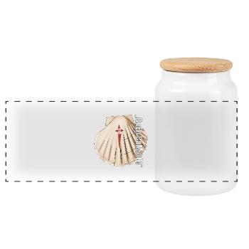 Scallop - Panoramic Cookie Jar with Wooden Lid - white - Front