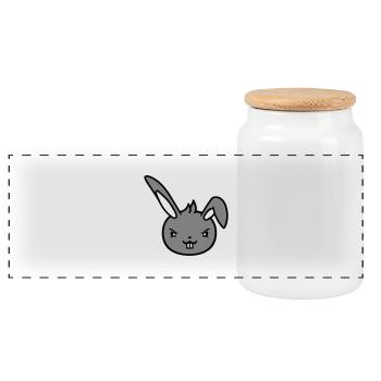 Bunny Evil Eye Naughty Cool Determined Funny - Panoramic Cookie Jar with Wooden Lid - white - Front
