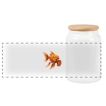 Bière de poisson rouge drôle - Boîte à biscuits avec couvercle en bois - blanc - Devant