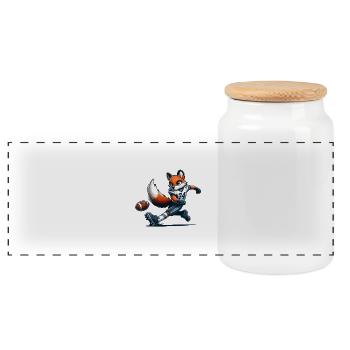 Fox Football - Boîte à biscuits avec couvercle en bois - blanc - Devant