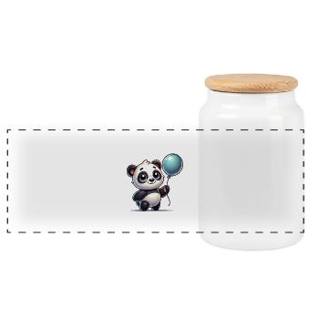 panda comic ballon - Panorama Keksdose mit Holzdeckel - Weiß - Vorne