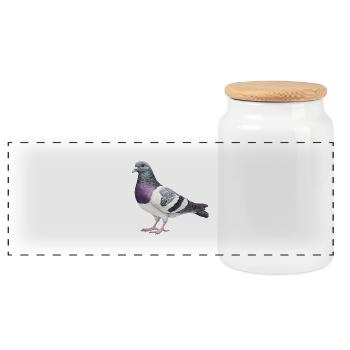 Colombe - Boîte à biscuits avec couvercle en bois - blanc - Devant