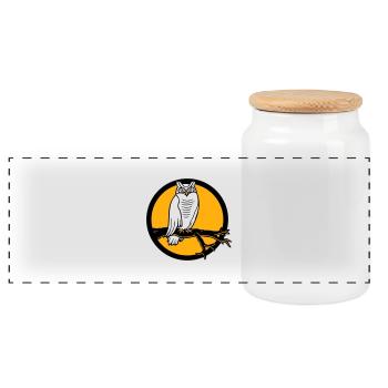 hibou aigle hibou branche arbre forêt lune nuit pleine lune ronde - Boîte à biscuits avec couvercle en bois - blanc - Devant