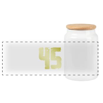 45 Nombre Vintage - Boîte à biscuits avec couvercle en bois - blanc - Devant