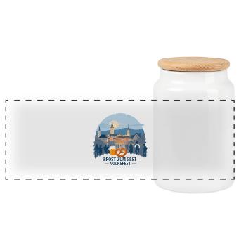 Bayrische Volksfest - Panorama Keksdose mit Holzdeckel - Weiß - Vorne