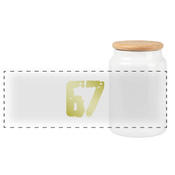 67 Nombre Vintage - Boîte à biscuits avec couvercle en bois - blanc - Devant