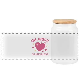 Oh Wow – Retro Herz Design mit So Much Love - Panorama Keksdose mit Holzdeckel - Weiß - Vorne