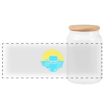 Octopus Sea Sunset Beach Holiday Lines - Panoramic Cookie Jar with Wooden Lid - white - Front