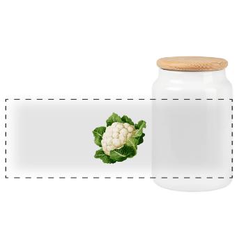 Chou-fleur - Boîte à biscuits avec couvercle en bois - blanc - Devant