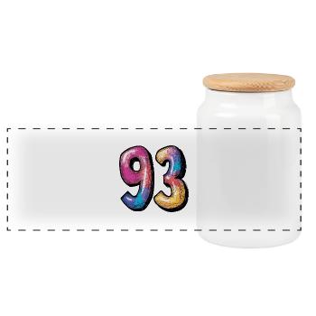 93 Number Comic - Panoramic Cookie Jar with Wooden Lid - white - Front