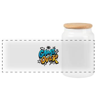 Game over - Panoramic Cookie Jar with Wooden Lid - white - Front