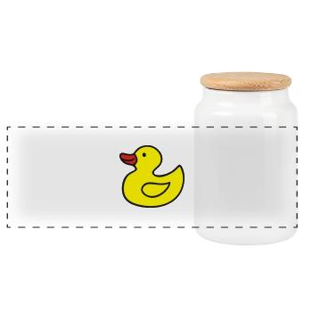 Duck, Duck, Rubber Ducky - Panoramic Cookie Jar with Wooden Lid - white - Front