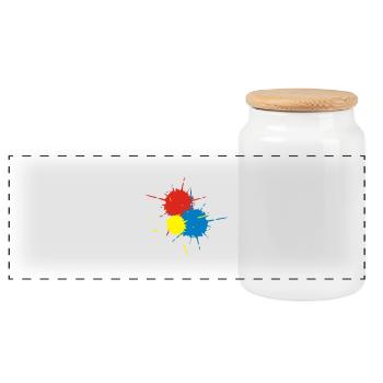 flocs de paintball - Boîte à biscuits avec couvercle en bois - blanc - Devant