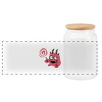 Lolli-Monster - Boîte à biscuits avec couvercle en bois - blanc - Devant