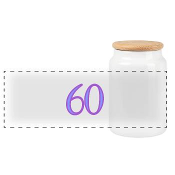 60. 60 ANS. 60e ANNIVERSAIRE. ANNIVERSAIRE 60 ANS. - Boîte à biscuits avec couvercle en bois - blanc - Devant