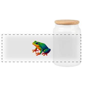 Animaux de style WPAP - Grenouille arboricole - Boîte à biscuits avec couvercle en bois - blanc - Devant