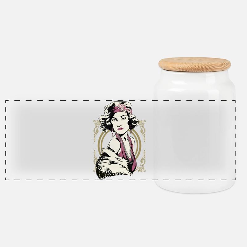 Flappers Mädchen VIOLETT - Panorama Keksdose mit Holzdeckel - Weiß