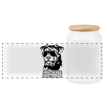 Deutscher Jagdterrier cool Sonnenbrille Wilsigns - Panorama Keksdose mit Holzdeckel - Weiß - Vorne