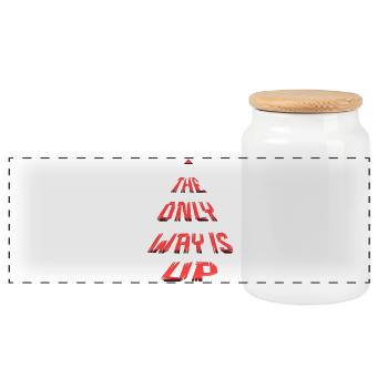 The Only Way Is Up - 3D Motivation Saying - Panoramic Cookie Jar with Wooden Lid - white - Front