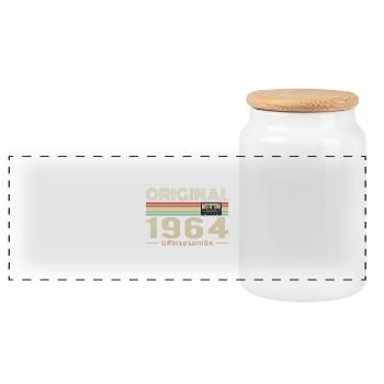 Original 1964 Jahrgang 1964 Retro Jubiläum 1964 - Panorama Keksdose mit Holzdeckel - Weiß - Vorne