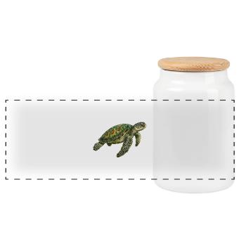 Tortue verte - Boîte à biscuits avec couvercle en bois - blanc - Devant