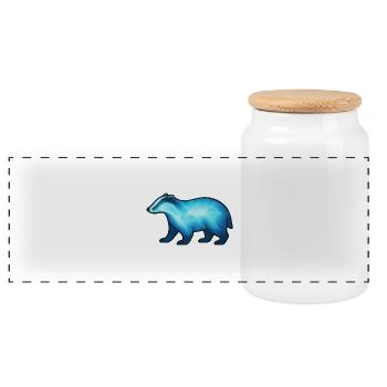 Soul Animal and Guardian Being: Badger - Panoramic Cookie Jar with Wooden Lid - white - Front