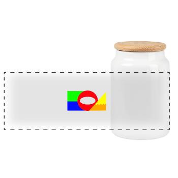 Neon Geometry Color Block Composition - Panoramic Cookie Jar with Wooden Lid - white - Front