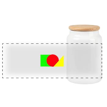 Cercle rouge rencontre vert-jaune - Boîte à biscuits avec couvercle en bois - blanc - Devant