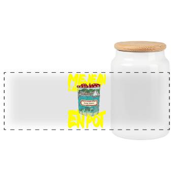 Anse Méjean in a pot - Panoramic Cookie Jar with Wooden Lid - white - Front