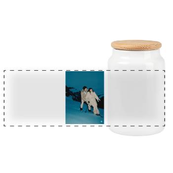 Duo de la Magie de la Neige - Boîte à biscuits avec couvercle en bois - blanc - Devant