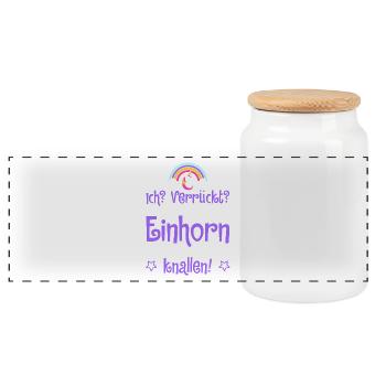 Ich sollte von meinem Einhorn steigen! Geschenk - Panorama Keksdose mit Holzdeckel - Weiß - Vorne