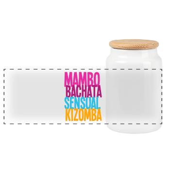 Mambo Bachata Sensual Kizomba - Dance Shirts - Panorama Keksdose mit Holzdeckel - Weiß - Vorne