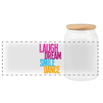 Laugh Dream Smile Dance - Dance Shirts - Panorama Keksdose mit Holzdeckel - Weiß - Vorne