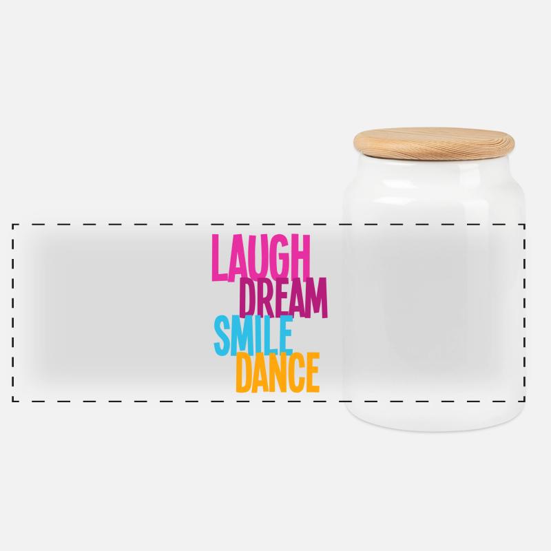 Laugh Dream Smile Dance - Dance Shirts - Panorama Keksdose mit Holzdeckel - Weiß