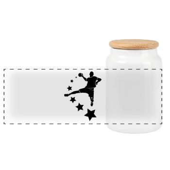STARS - Panoramic Cookie Jar with Wooden Lid - white - Front