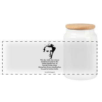 Kierkegaard: Wie der stille See seinen dunklen Gr - Panorama Keksdose mit Holzdeckel - Weiß - Vorne