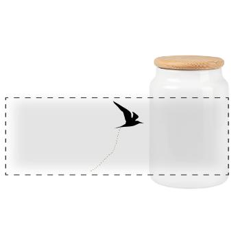Bird of prey Bird shit bird poop shit 2c - Panoramic Cookie Jar with Wooden Lid - white - Front