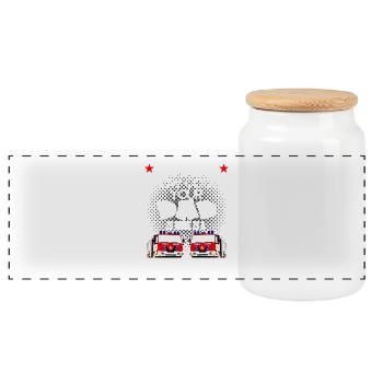 firefighter - my dad is a cool firefighter - Panorama Keksdose mit Holzdeckel - Weiß - Vorne