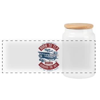 SKY ADVENTURE - Vintage - Retro Airplane Shirt - Panoramic Cookie Jar with Wooden Lid - white - Front