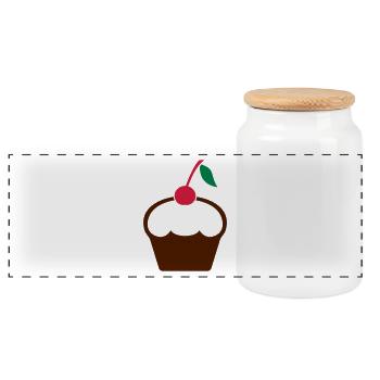 Cupcake with cherry - Panoramic Cookie Jar with Wooden Lid - white - Front