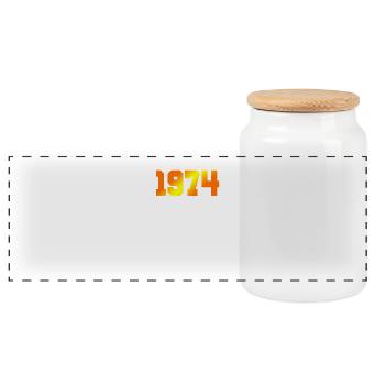 1974 Limited Edition - Panoramic Cookie Jar with Wooden Lid - white - Front