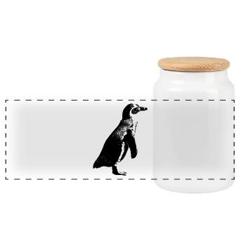 manchot - Boîte à biscuits avec couvercle en bois - blanc - Devant