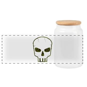 Camo Skull green - Panorama Keksdose mit Holzdeckel - Weiß - Vorne