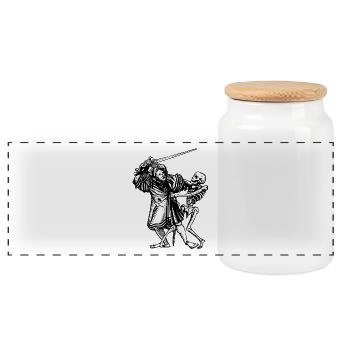skeleton skeleton bones bones skull schaedel49 - Panoramic Cookie Jar with Wooden Lid - white - Front
