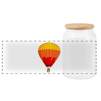 airplane aeroplane flugzeug heissluftballon air ba - Panorama Keksdose mit Holzdeckel - Weiß - Vorne