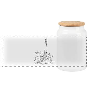 kraeuter rosmarin petersilie thymian dill oregano - Panorama Keksdose mit Holzdeckel - Weiß - Vorne
