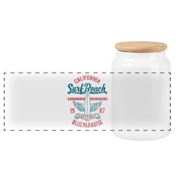 SURF BEACH - Vintage Surf Surfing & Surfer Shirt - Panorama Keksdose mit Holzdeckel - Weiß - Vorne
